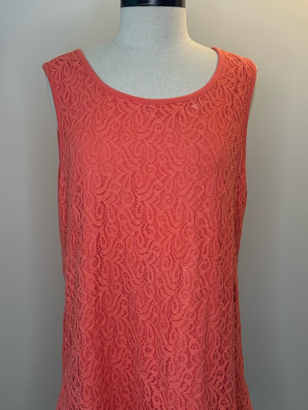 Verve Ami Coral Lace Sleeveless Blouse Top Womens L
